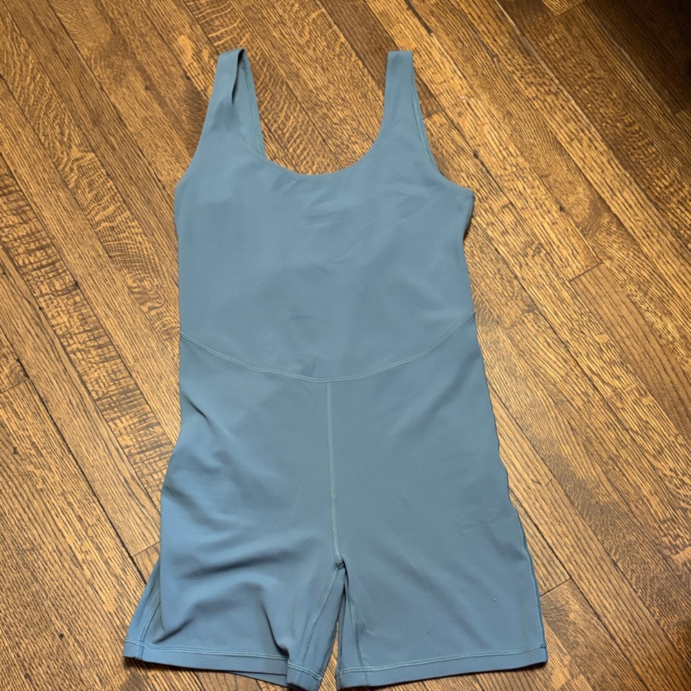 TNA-Butter Sway Romper Aritzia Slate-Blue Sleeveless Cutout Romper